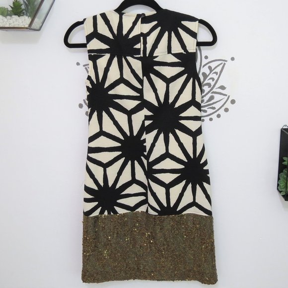 Anthropologie Black White & Gold Sequin Dress 2P - Picture 3 of 3